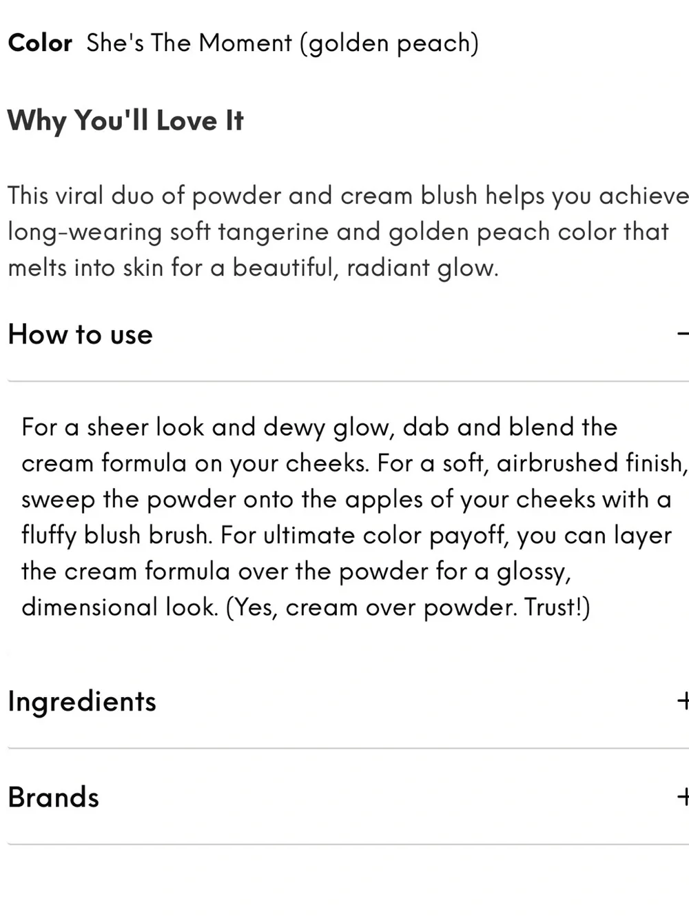 Patrick ta beauty Cream Blush — golden peach